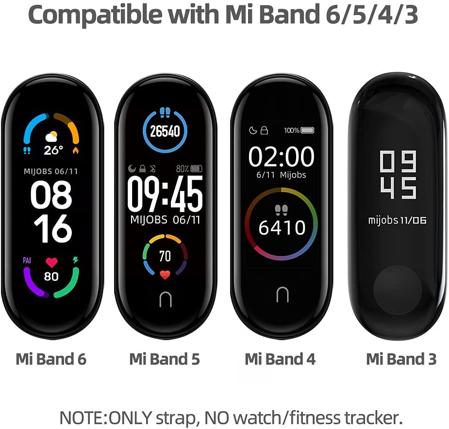 Mi Band 6 Strap for Xiaomi Mi Band 5 4 3, Stainless Steel Watch Band Metal Replacement Bracelet Wristband for Mi Smart Band 5 Black