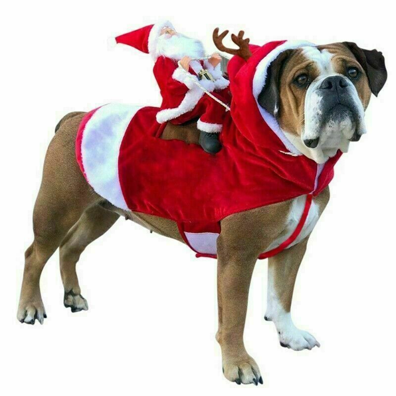 Dog Christmas Costume Dog Santa Claus Costume Dog Cat Christmas Holiday Outfit Pet Christmas Clothes Running Santa Claus Riding on Pet for Medium to Large Sized Dogs